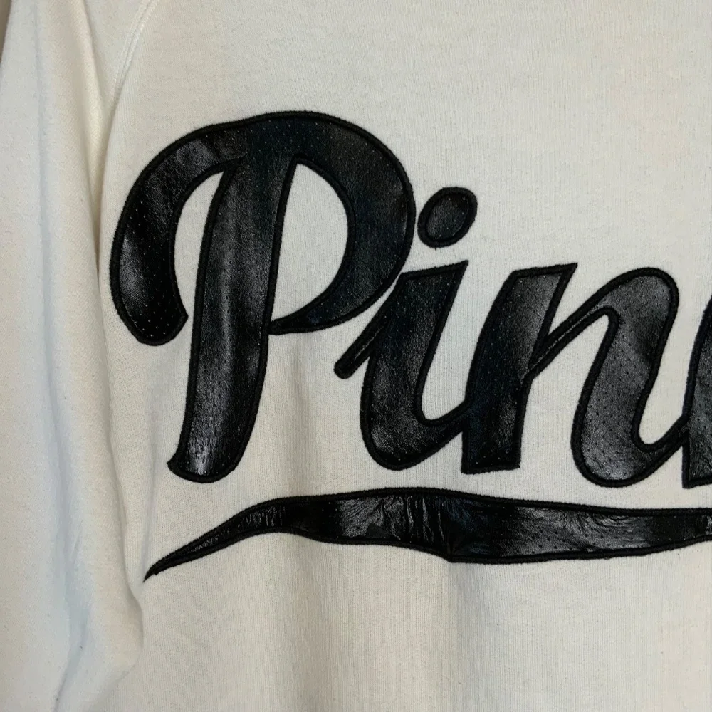 Victoria's Secret PINK Faux Leather Dotted Applique Sweatshirt - Picture 8 of 16